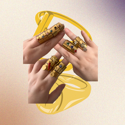 Bague pendentif charms - dorée ajustable